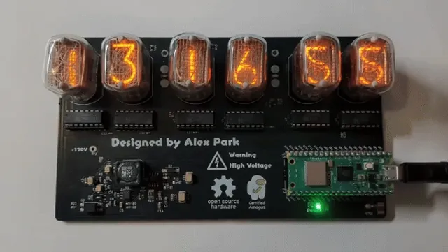The nixie clock glowing