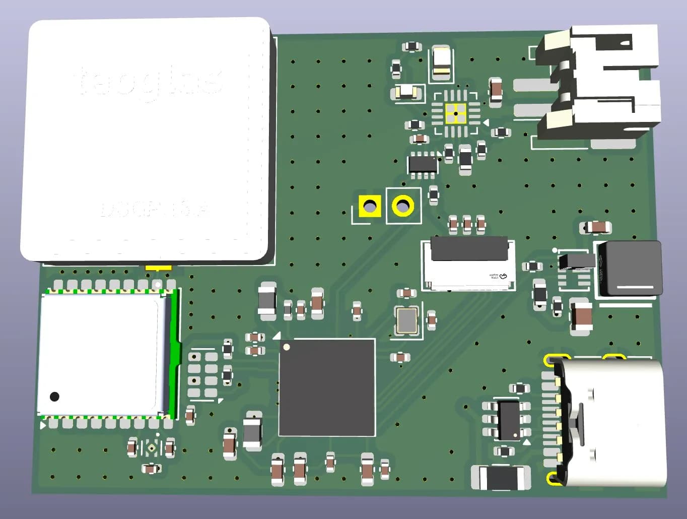 3D render of the watch PCB